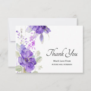 Carte De Correspondance Aquarelle violet Fête des mariées rustique Merci