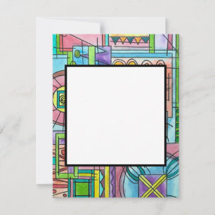 Carte De Correspondance Aquarelle Whimsical Peint À La Main