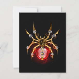 Carte De Correspondance Araignée steampunk sur fond noir
