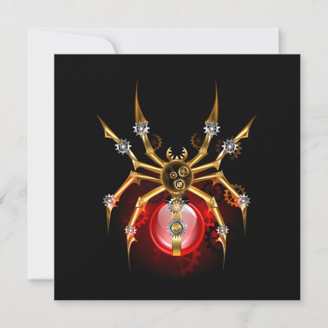 Carte De Correspondance Araignée steampunk sur fond noir (Devant)