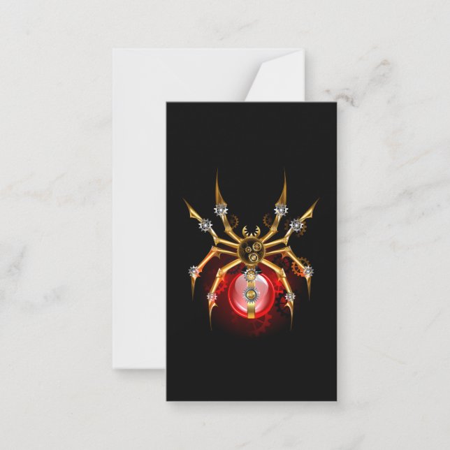 Carte De Correspondance Araignée steampunk sur fond noir (Devant)