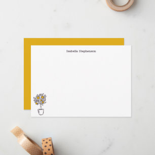 Carte De Correspondance Arbre à citron mignon gribouillé botanique blanc j