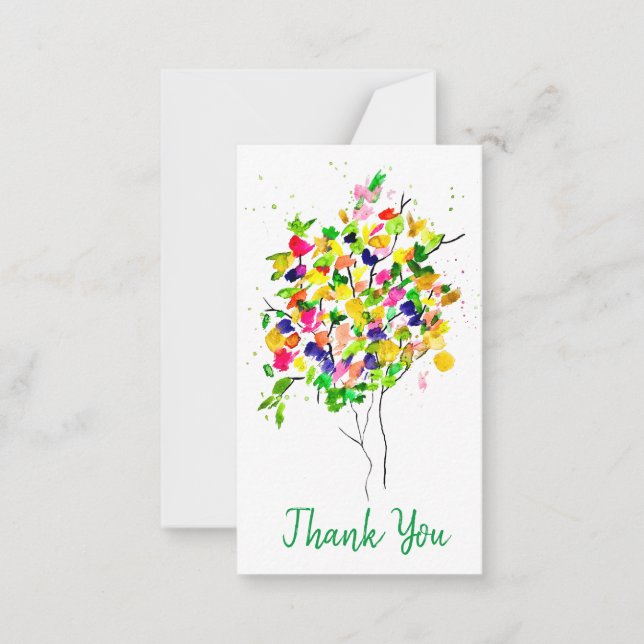 Carte De Correspondance Arbre abstrait couleur aquarelle (Devant)