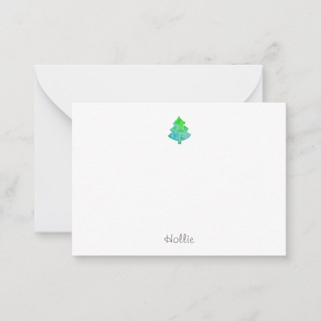 Carte De Correspondance Arbre abstrait en soie Aqua & Vert (Devant)