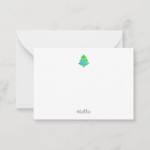 Carte De Correspondance Arbre abstrait en soie Aqua & Vert