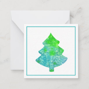 Carte De Correspondance Arbre abstrait soie Aqua et vert