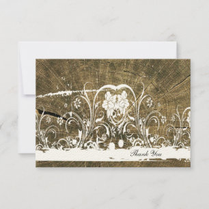 Carte De Correspondance Arbre Anneaux Shabby Dentelle merci notes