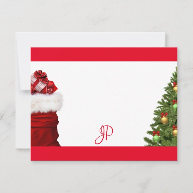 Carte De Correspondance Arbre de Noël à monogramme personnalisé écriture m (Devant)