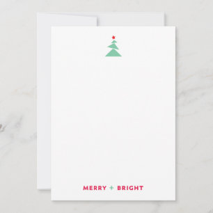 Carte De Correspondance Arbre de Noël dansant moderne vert et rouge