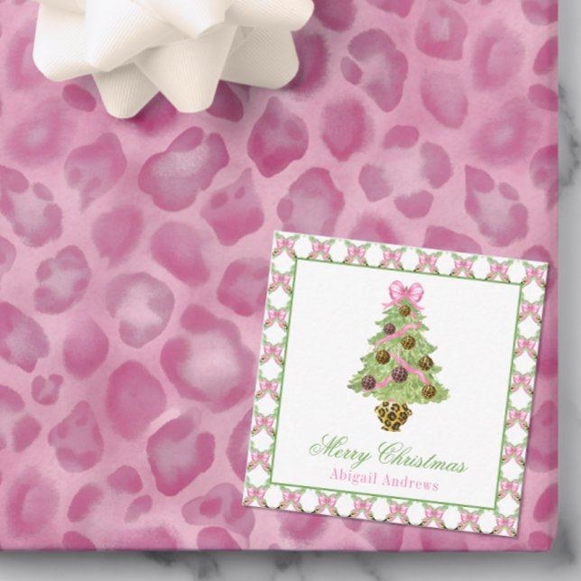 Carte De Correspondance Arbre de Noël Léopard Prépa Aquarelle (Créateur téléchargé)