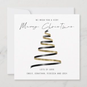 Carte De Correspondance Arbre Noir Or 2026 Calendrier Joyeux Noël