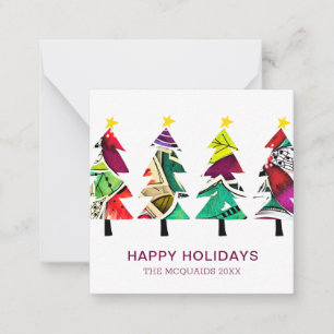 Carte De Correspondance Arbres de Noël Bohème Colorés Motif