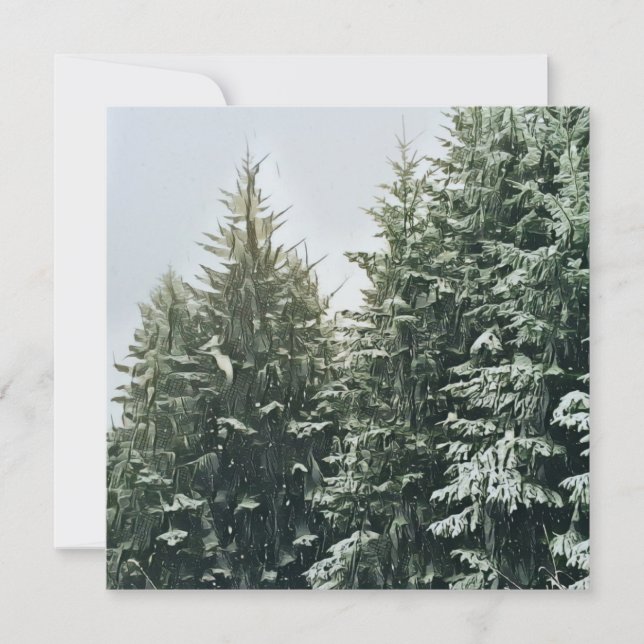 Carte De Correspondance Arbres de Noël Monogramme feutre écru (Devant)