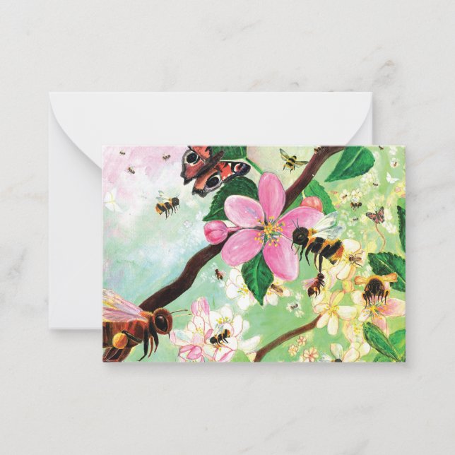Carte De Correspondance Arbres en fleurs pour abeilles et autres pollinisa (Devant)