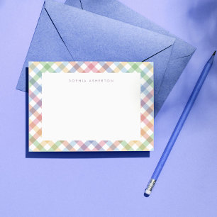 Carte De Correspondance Arc-en-ciel à carreaux mignon pastel personnalisé