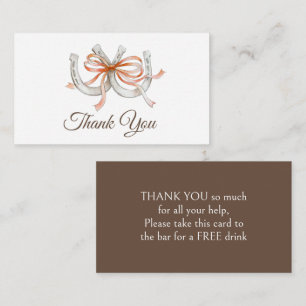 Carte De Correspondance Arc en ruban orange Mariage à cheval Fer à cheval 