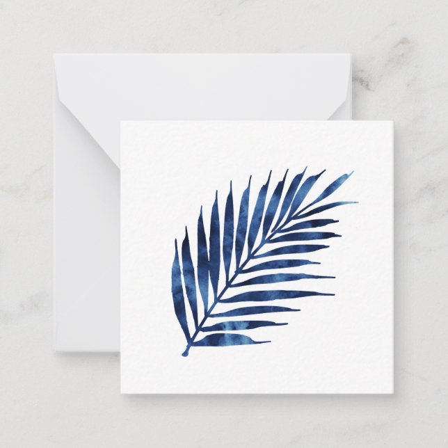 Carte De Correspondance Armature de palme d'aquarelle Indigo (Devant)