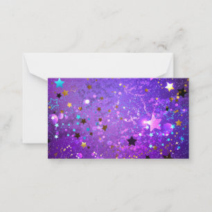 Carte De Correspondance Arrière - plan de feuille violet avec étoiles