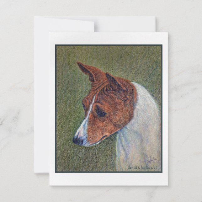 Carte De Correspondance Art Basenji rouge et blanc (Devant)
