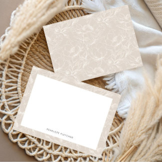 Carte De Correspondance Art botanique en ligne moderne minimaliste beige a