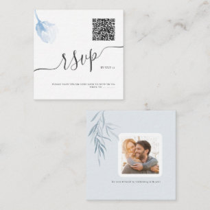 Carte De Correspondance ArtsApp QR Code RSVP Watercolor Rose bleu