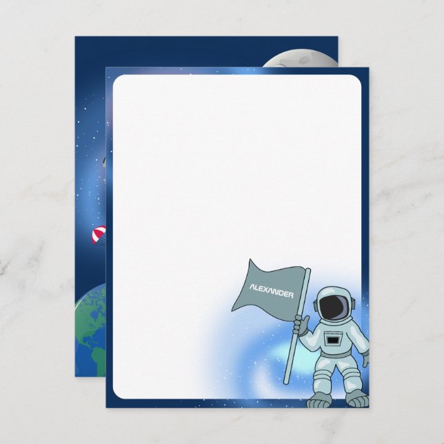Carte De Correspondance Astronaute dans l'espace galaxie nom personnalisé  (Devant / Derrière)