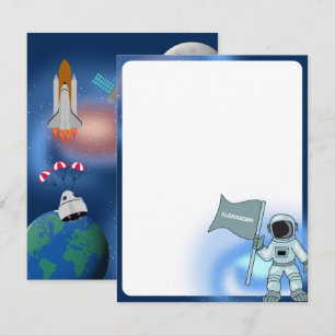 Carte De Correspondance Astronaute dans l'espace galaxie nom personnalisé