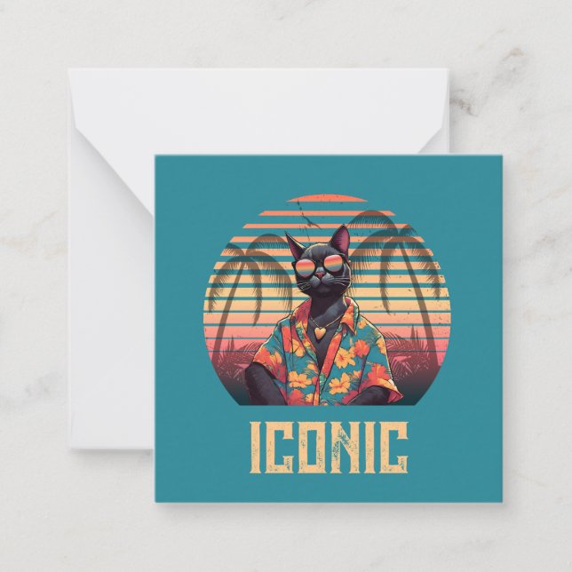 Carte De Correspondance Attitude de chat Tropical intemporelle Note plate (Devant)