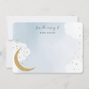 Carte De Correspondance Au-dessus de la Lune, de la nurserie de, Bleu plat