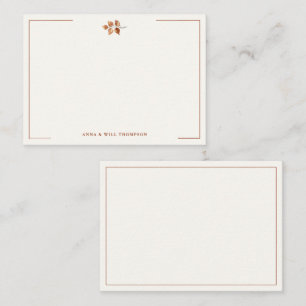 Carte De Correspondance Automne Feuilles Terracotta Élégant mariage couple
