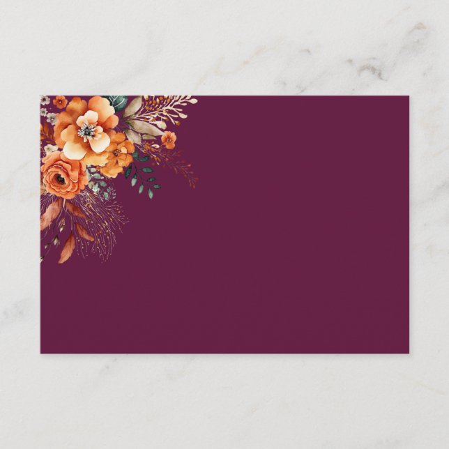 Carte De Correspondance Autumnal floral elegant burgundy (Devant)