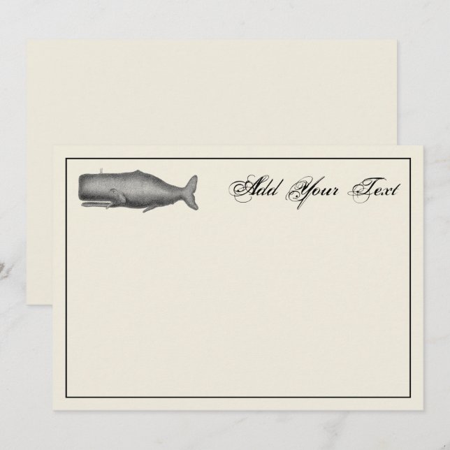 Carte de correspondance avec dessin de baleine du  (Devant / Derrière)