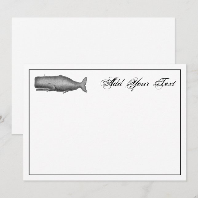 Carte de correspondance avec dessin de baleine du  (Devant / Derrière)