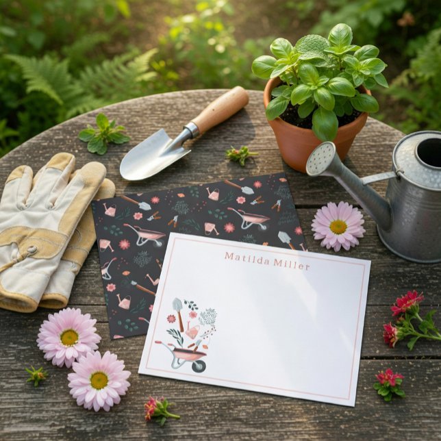 Carte de correspondance avec outils de jardin pers (Créateur téléchargé)