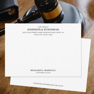 Carte De Correspondance Avocat de droit formel et professionnel Noir