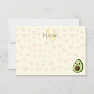 Carte De Correspondance Avocat mignon coeurs rouges monogramme personnalis