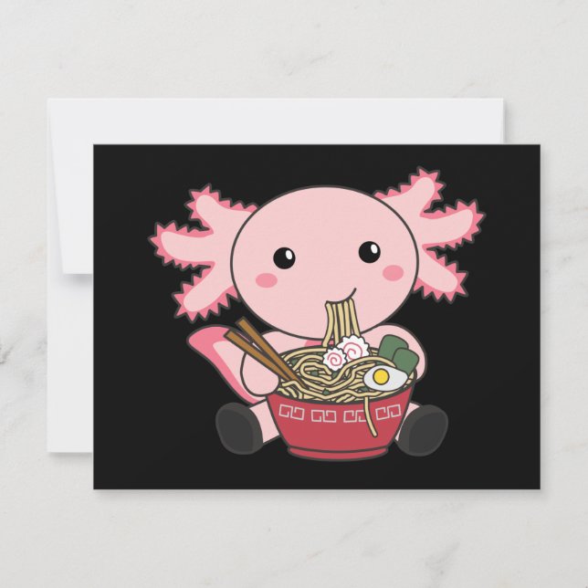 Carte De Correspondance Axolotl Nourriture Ramen Japonais Nourriture Kawai (Devant)