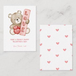 Carte De Correspondance Ayez un ours-Y heureux Valentine School Kids