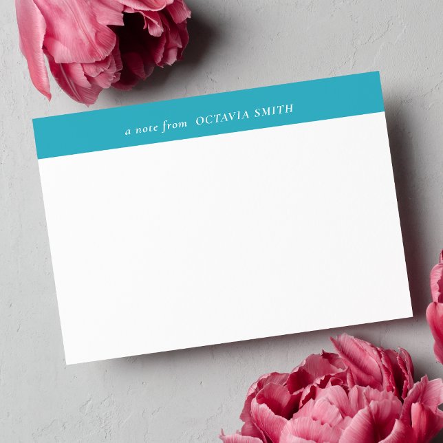 CARTE DE CORRESPONDANCE AZURE BLUE PERSONNALISÉ NOM DE FAMILLE MONOGRAM (Créateur téléchargé)