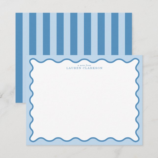 Carte de correspondance Baby Blue & bordure ondulé (Devant / Derrière)