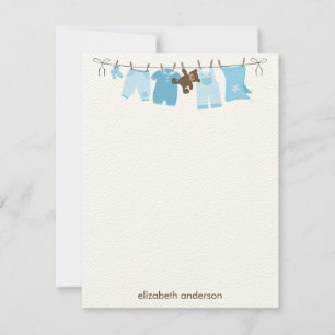 Carte De Correspondance Baby Clothesline Flat Merci Notes {blue}