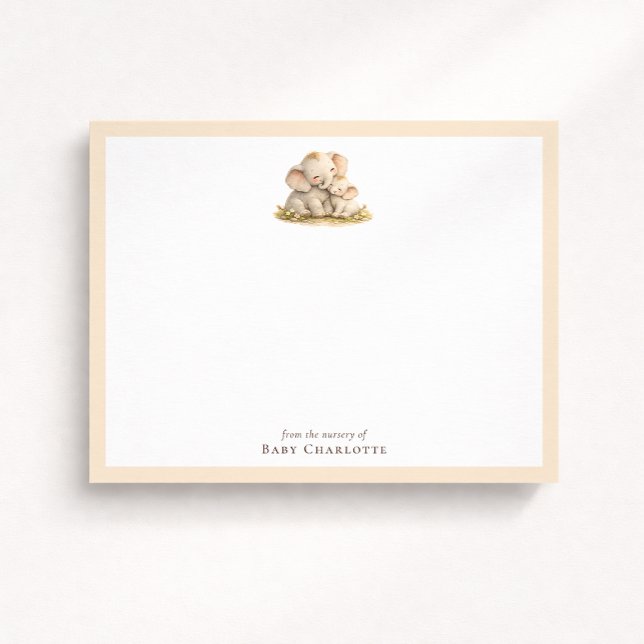Carte De Correspondance Baby Elephant Nursery Note Card – Personalized (Créateur téléchargé)