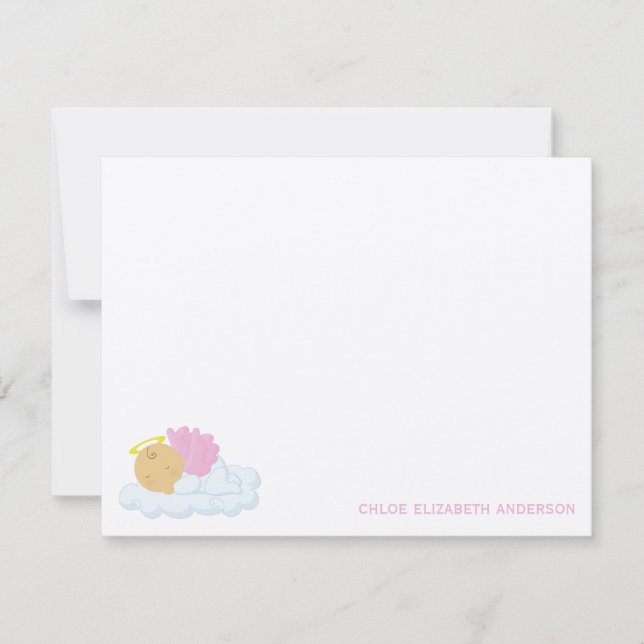 Carte De Correspondance Baby Girl Custom Flat Merci Notes (Devant)