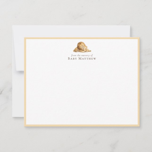 Carte De Correspondance Baby Lion Nursery Flat Note Card (Devant)