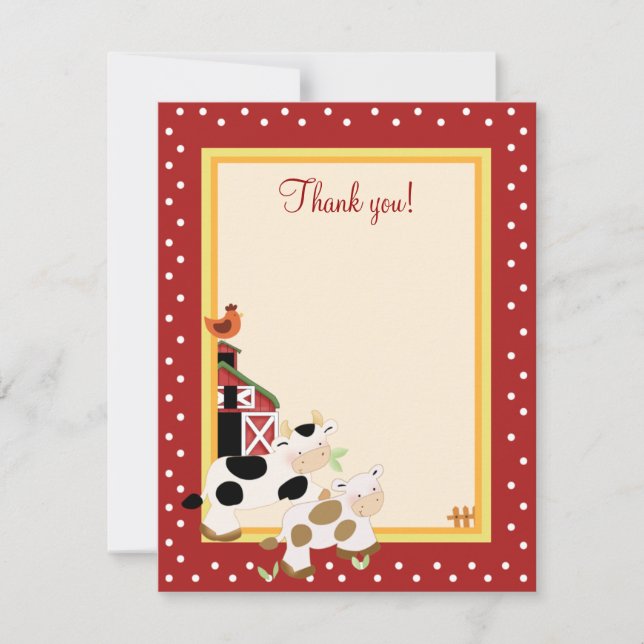 Carte De Correspondance BABY MOO COW (Rouge) 4x5 Flat Merci note (Devant)