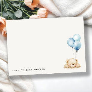 Carte De Correspondance Baby shower à ballon d'attente bleu minimal