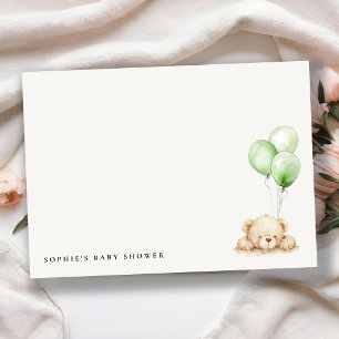 Carte De Correspondance Baby shower à ballon d'attente neutre vert