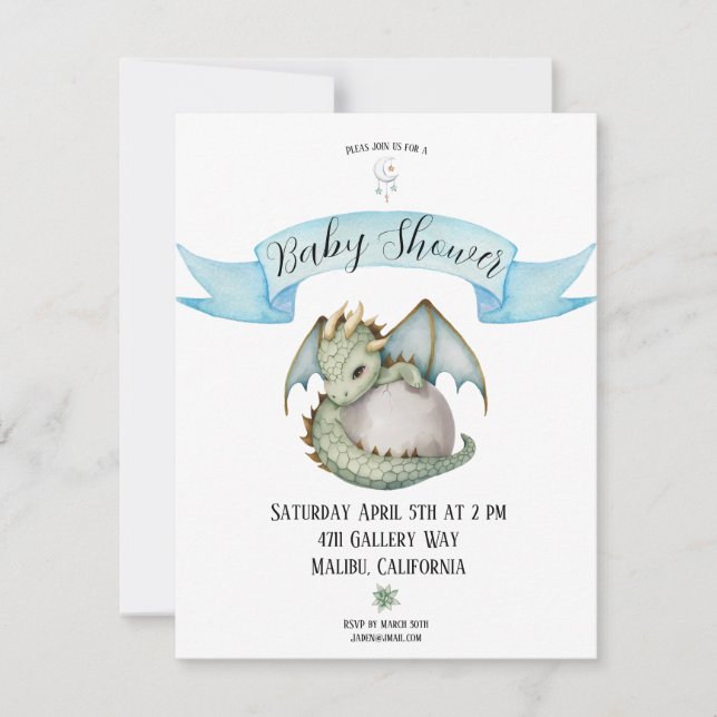 Carte De Correspondance Baby shower Baby Dragon (Devant)