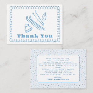 Carte De Correspondance Baby shower Bleu Creusé À La Main Après Bébé Merci