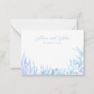 Carte De Correspondance Baby shower bleu Succulent Conseil Botanique